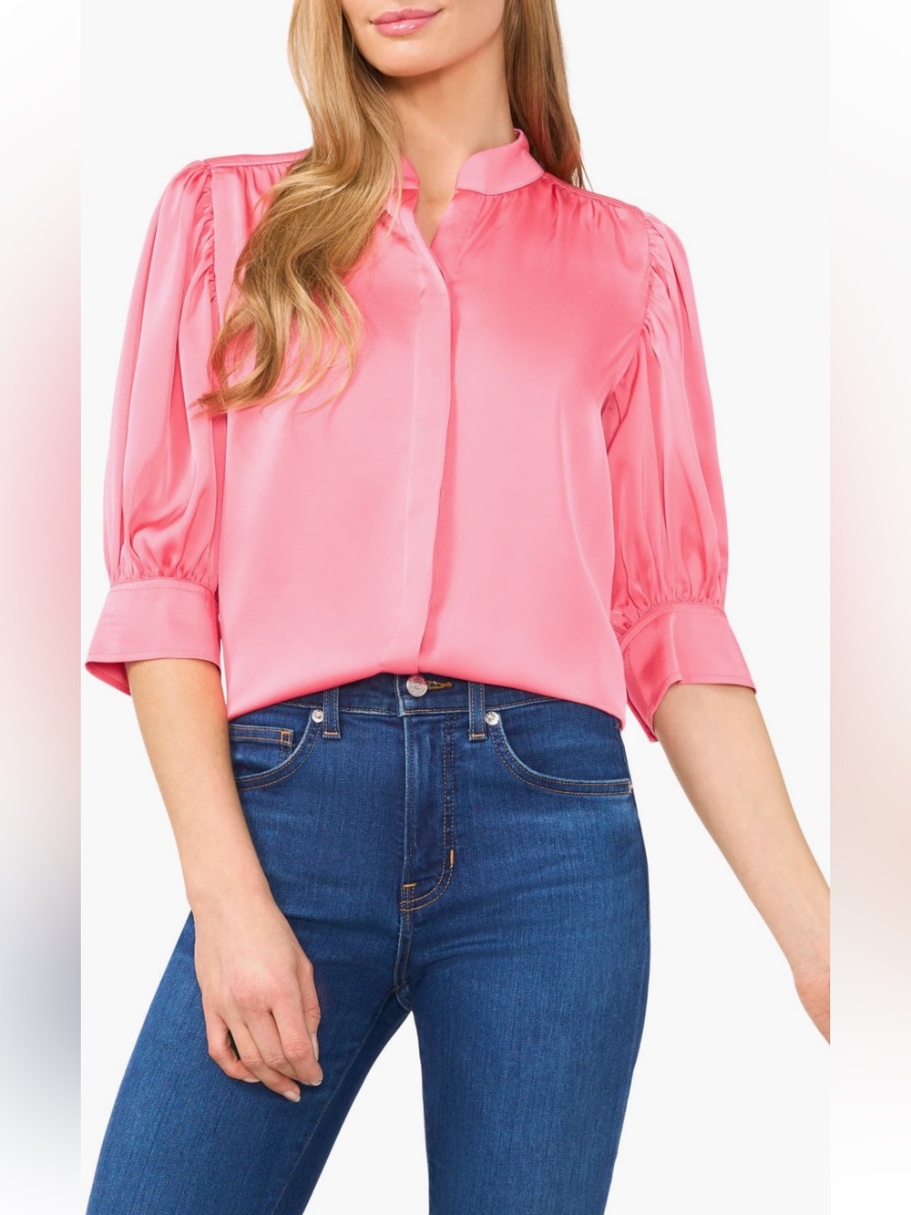 CeCe Charmeuse Botton-Up Top
